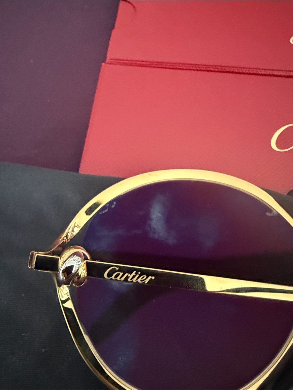 Cartier Gold Frame Brown Gradient Round Sunglasses - Picture 3 of 5